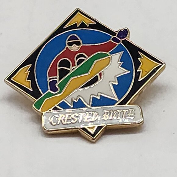 Crested Butte Snowboarder Enamel Pin Vintage Collectible - Picture 2 of 5